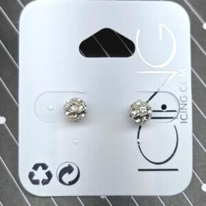 Icing Silver Tone Embellished Post Stud Earrings NWT